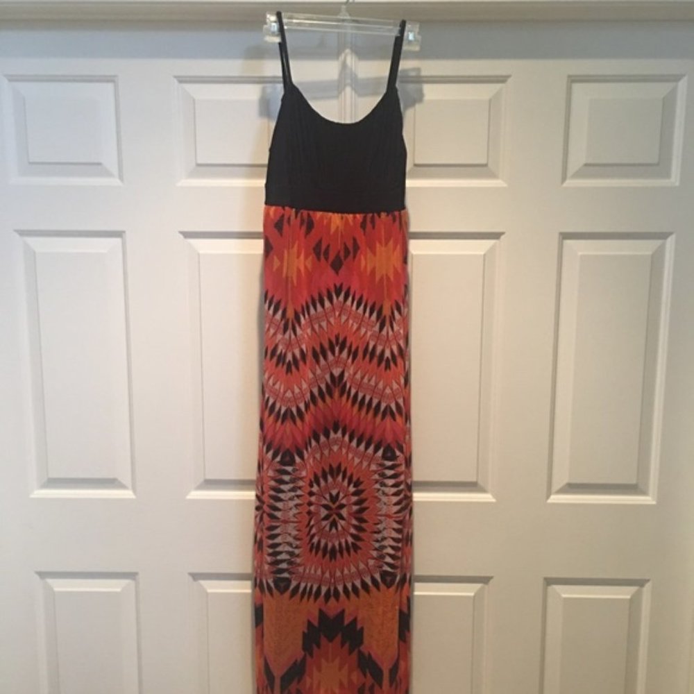 INC International Concepts | Black & Red Geometric Maxi Dress | L